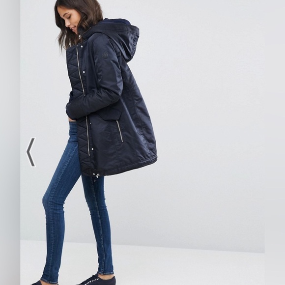 Abercrombie & Fitch S Black water wind resistant Luxe Nylon Parka Winter Coat - Picture 3 of 15